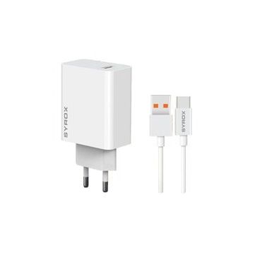 Syrox M67T 3.0A 67W Turbo 1 mt USB-A Type-C Kablolu 1XUSB-A Çıkışlı Beyaz Şarj Cihazı