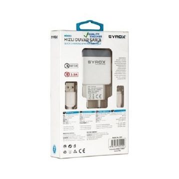 Syrox Q30 3.0A Micro USB Kablo Hızlı 3.0 Amper Şarj Adaptör