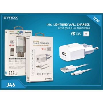 Syrox SYX-J46 iPhone 1.6 mAh 1 mt Hızlı Şarj Cihazı
