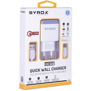 Syrox SYX-Q32 3 Amper Type-C Hızlı Ev Şarj