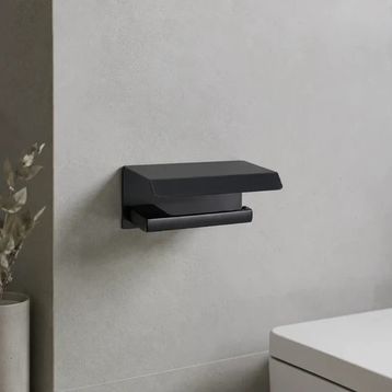 System BA1019 011 AL6 Flat Kapaklı Siyah Tuvalet Kağıtlığı