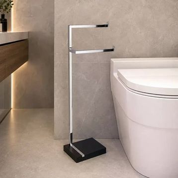 System BA4008 051 CR Hareketli Krom Siyah WC Set