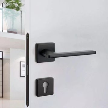 System HA208RO11 AL6 Slim Mat Siyah Rozetli Kapı Kolu