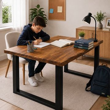 Szn 140 cm Doğal Kenarlı Kestane Eskitme Masa Tablası