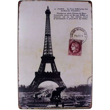 T-Bek Dekoratif Vintage Eifell 20x30 cm Metal Pano Poster