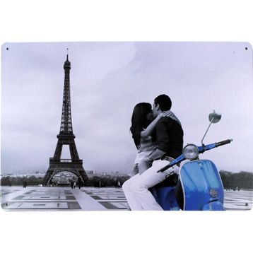 T-Bek Dekoratif Vintage Eifell Love 20x30 cm Metal Pano Poster