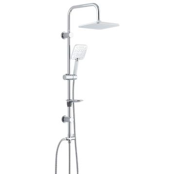 T-may Banyo Çamlıca Robot Kare Krom Paslanmaz Tepe Duş Takımı Seti