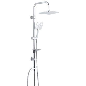 T-may Banyo Çamlıca Robot Kare Krom Paslanmaz Tepe Duş Takımı Seti