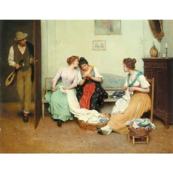 Tablolife Dostça Dedikodu 35 x 50 cm Kanvas Tablo
