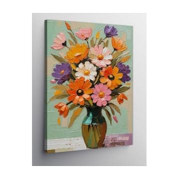 Tablolife Vazoda Renkli Çiçekler 35 x 50 cm Kanvas Tablo