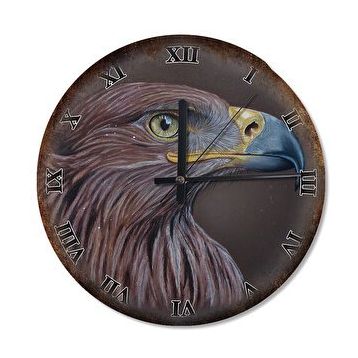 Tablomega Kahve Rengi Kartal Sessiz 30x30 cm Duvar Saati