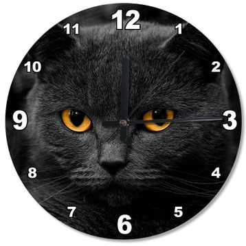 Tablomega Kara Kedi Ahşap Duvar Saati
