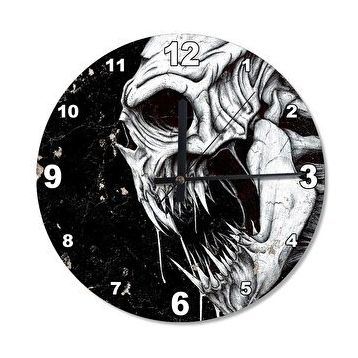 Tablomega Korkunç Kurukafa Analog 30x30 cm Duvar Saati
