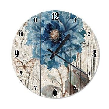 Tablomega Mavi Çiçek Desenli 30x30 cm Duvar Saati