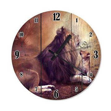 Tablomega Ormanlar Kralı Aslan Baskılı 50x50 cm Duvar Saati