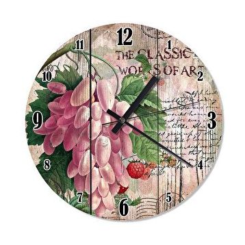 Tablomega Pembe Üzüm Salkımı Şekilli 30x30 cm Duvar Saati