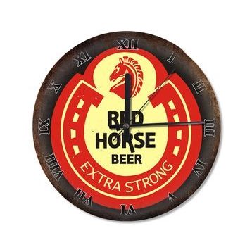 Tablomega Red Horse Beer Reklam Roma Rakamlı Akarlı 50x50 cm Duvar Saati
