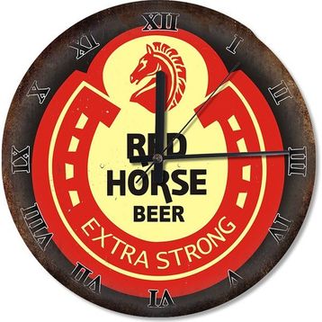Tablomega Red Horse Beer Reklam Roma Rakamlı Akarlı 50x50 cm Duvar Saati
