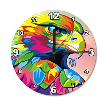 Tablomega Renkli Kartal Analog 50x50 cm Duvar Saati