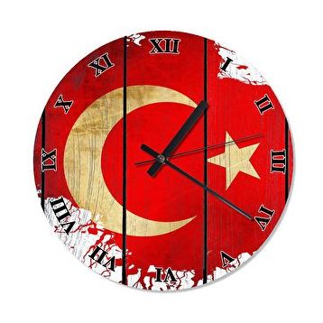 Tablomega SAAT-1069-30 Türk Bayrak Tasarım 30 cm Çap Duvar Saati