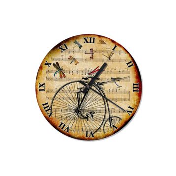 Tablomega Saat-1559-30 Yusufçuk ve Retro Bisiklet Desenli 30 cm Duvar Saati