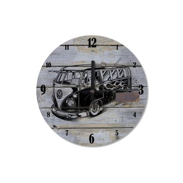 Tablomega Saat-201-30 Siyah Beyaz Vosvos Minibüs Ahşap 30 Cm Çap Duvar Saati
