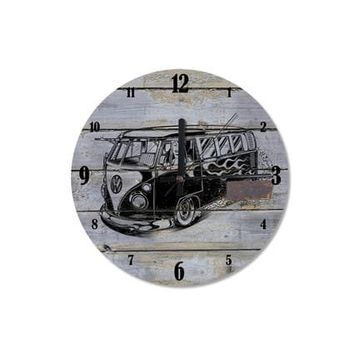 Tablomega Saat-201-30 Siyah Beyaz Vosvos Minibüs Ahşap 30 Cm Çap Duvar Saati