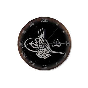 Tablomega SAAT-415-50 Osmanlı Padişah Tuğrası Roma Rakamlı Dekoratif 50 cm Çap Duvar Saati