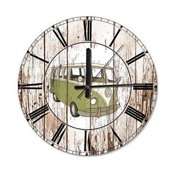 Tablomega SAAT-426-30 Yeşil Vosvos Minibüs Sessiz 30 cm Çap Duvar Saati