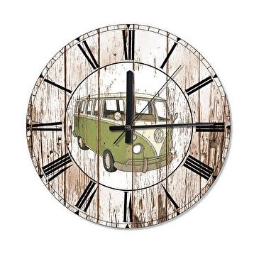 Tablomega SAAT-426-30 Yeşil Vosvos Minibüs Sessiz 30 cm Çap Duvar Saati
