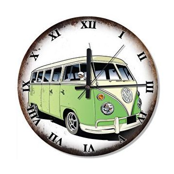 Tablomega SAAT-426-30 Yeşil Vosvos Minibüs Sessiz 30 cm Çap Duvar Saati