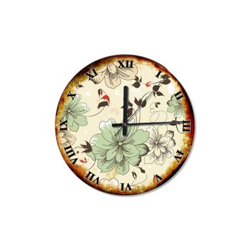 Tablomega SAAT-490-50 Mat Renkte Çiçekler Sessiz 50cm Çap Duvar Saati