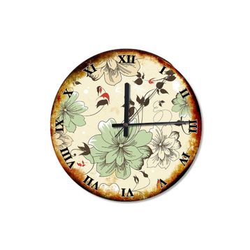 Tablomega SAAT-490-50 Mat Renkte Çiçekler Sessiz 50cm Çap Duvar Saati