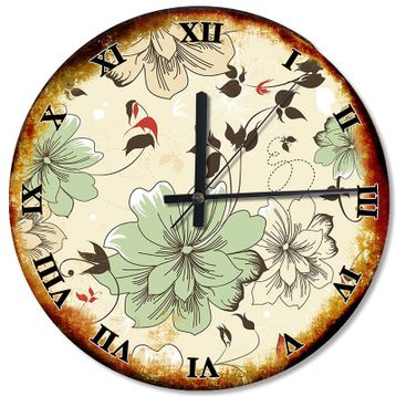 Tablomega SAAT-490-50 Mat Renkte Çiçekler Sessiz 50cm Çap Duvar Saati