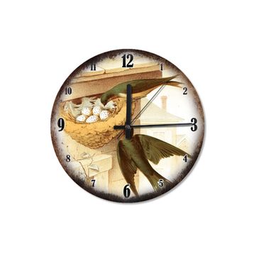 Tablomega SAAT-558-30 Kırlangıçlar Ailesi Ve Yuvası Analog 30cm Çap Duvar Saati
