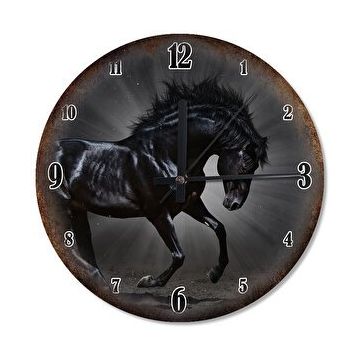 Tablomega SAAT-574-30 Siyah Yarış Atı Analog 30 cm Çap Duvar Saati