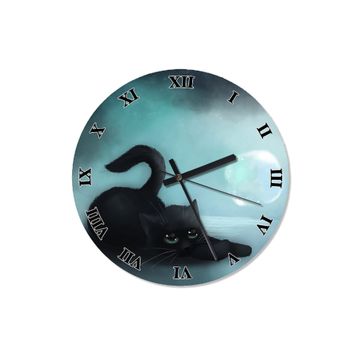 Tablomega SAAT-658-30 Yavru Kara Kedi Sessiz 30 cm Çap Duvar Saati