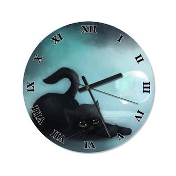 Tablomega SAAT-658-30 Yavru Kara Kedi Sessiz 30 cm Çap Duvar Saati