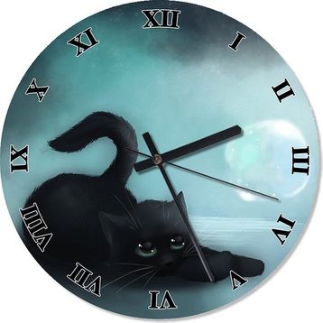 Tablomega SAAT-658-30 Yavru Kara Kedi Sessiz 30 cm Çap Duvar Saati