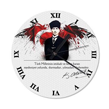 Tablomega SAAT-786-50 Musatafa Kemal Atatürk Tasarım 50 cm Çap Duvar Saati