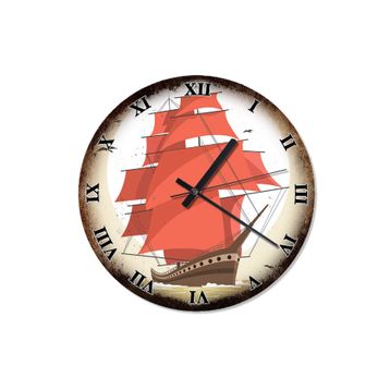 Tablomega SAAT-887-50 Yelkenli Gemi Tasarım 50 cm Çap Duvar Saati
