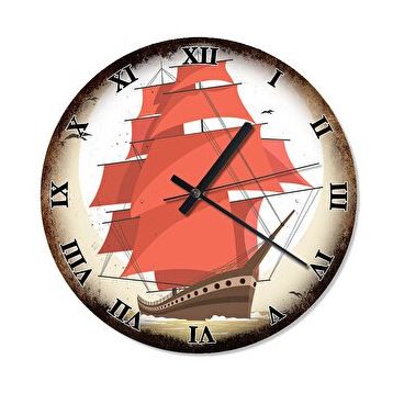 Tablomega SAAT-887-50 Yelkenli Gemi Tasarım 50 cm Çap Duvar Saati