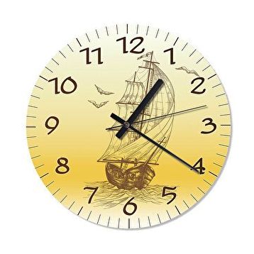 Tablomega SAAT-887-50 Yelkenli Gemi Tasarım 50 cm Çap Duvar Saati