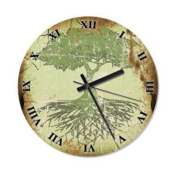 Tablomega SAAT-963-30 Yeşil Ağaç Çocuk Odası 30cm Çap Duvar Saati