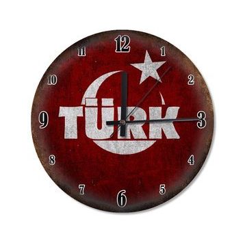 Tablomega Türk Yazı Bayrak Sessiz 50x50 cm Duvar Saati