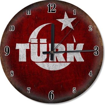 Tablomega Türk Yazı Bayrak Sessiz 50x50 cm Duvar Saati