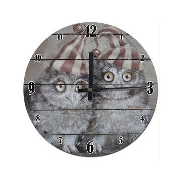 Tablomega Yeni Yıl Partisindeki Yavru Baykuşlar Sessiz 30x30 cm Duvar Saati
