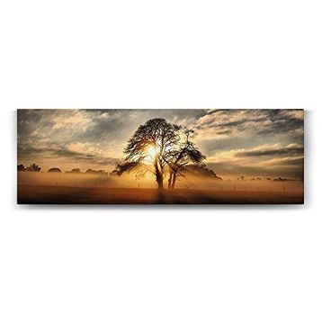 Tabloshop Ağaç ve Sis 90x30 cm Tablo