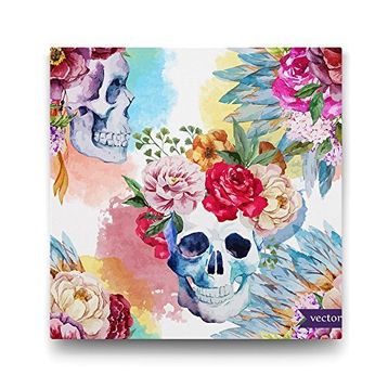 Tabloshop Çiçekli Kuru Kafalar 70x70 cm Tablo