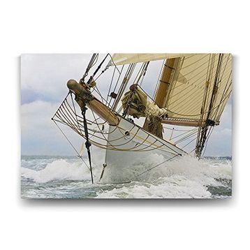 Tabloshop Dalgalı Denizde Yelkenli 140x100 cm Tablo
